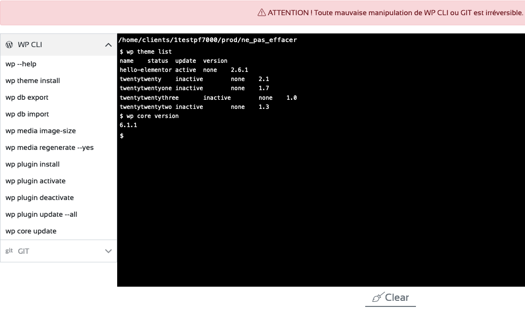 hébergement wordpress console 7
