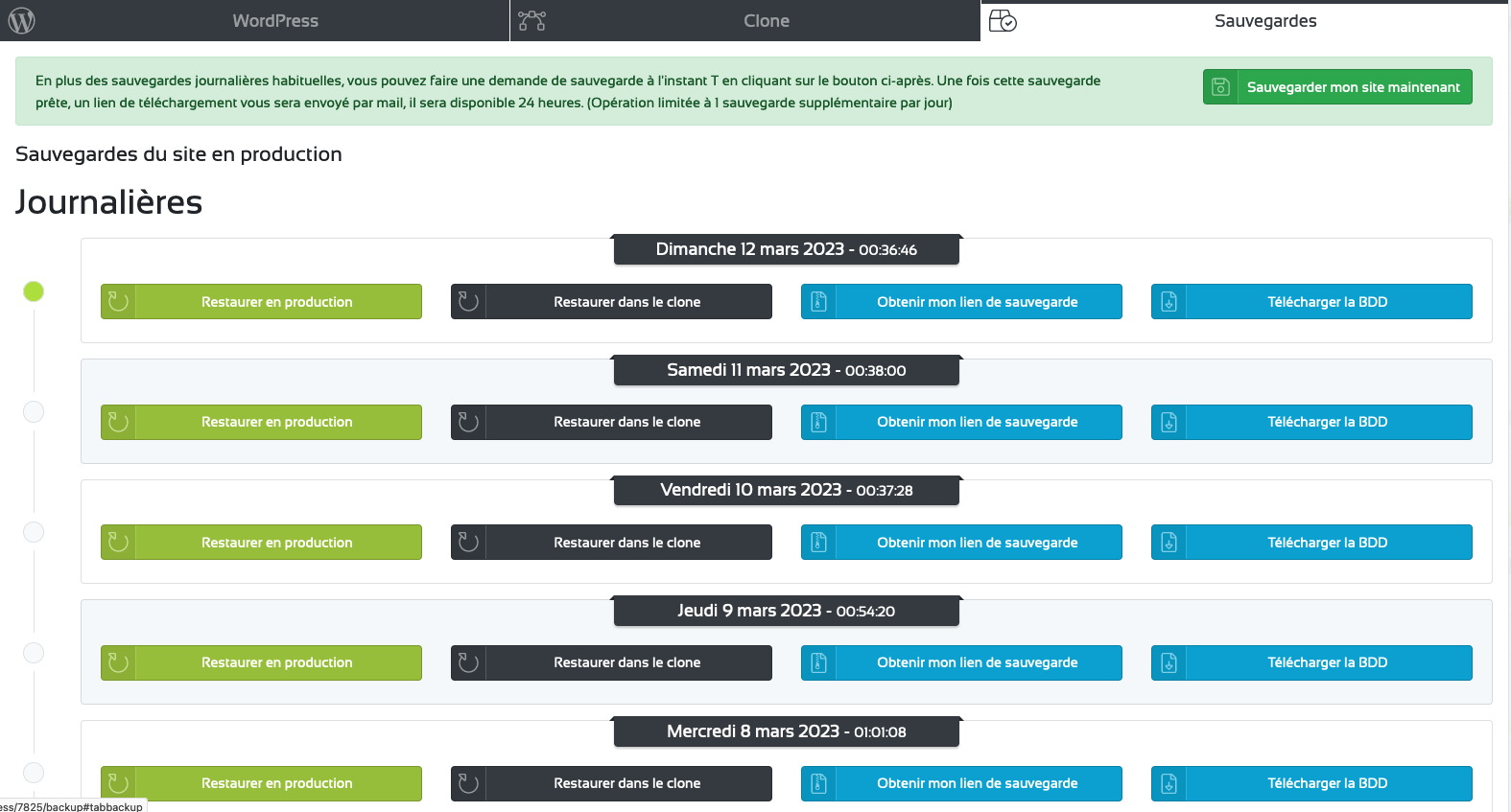 hébergement wordpress console 5